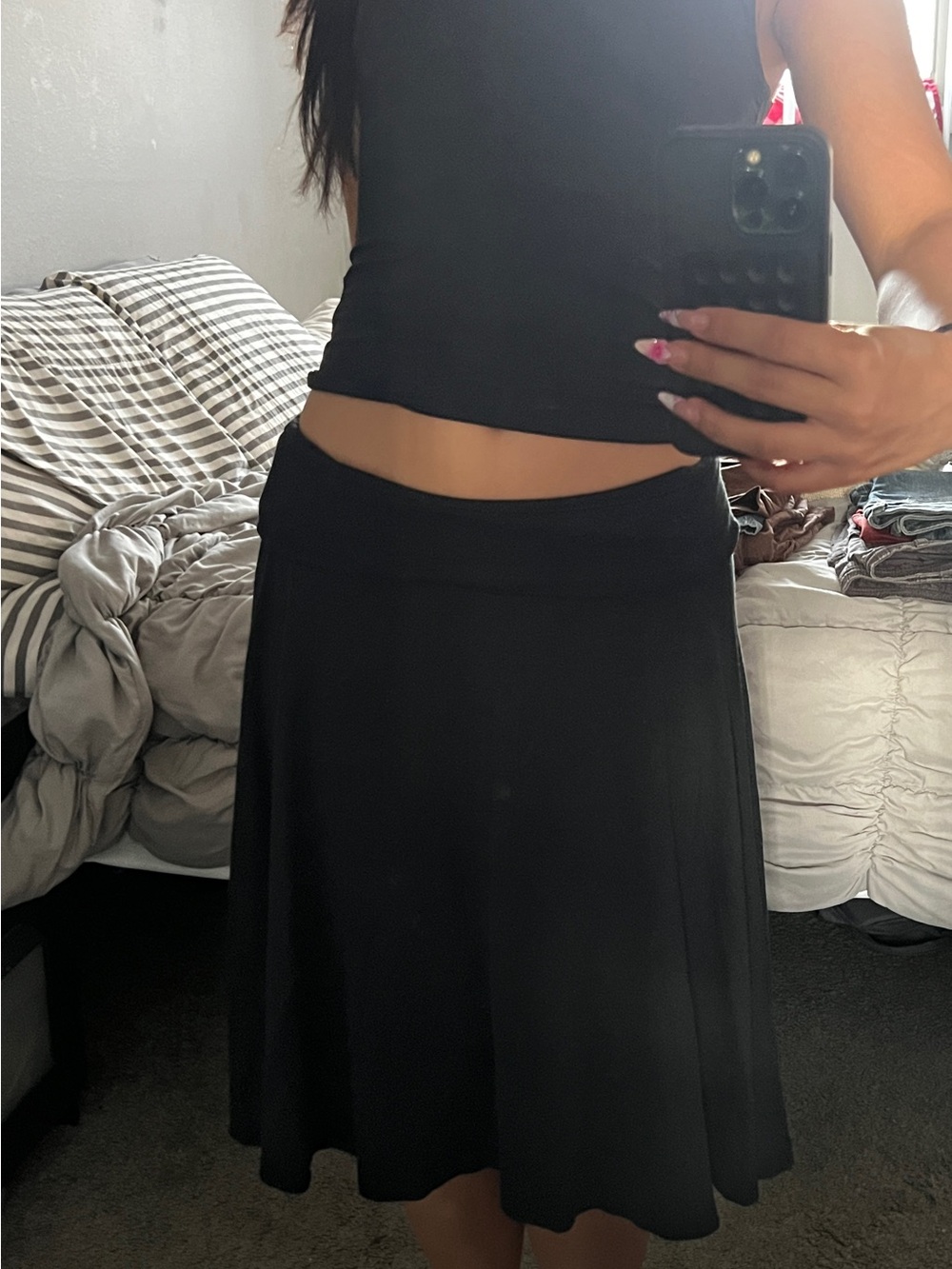 Black A-Line Foldover Skirt - Comfort Fit - Picture 3 of 3